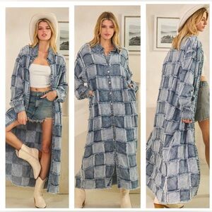 Oli & Hali Tencil Patchwork Blue Denim Duster/Jacket Size Medium